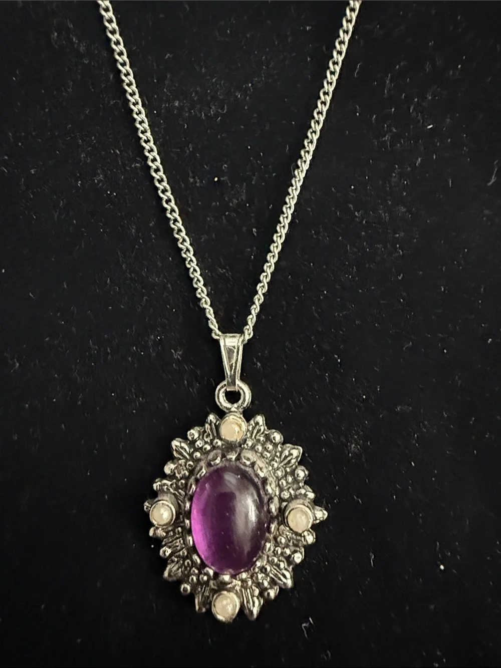 Sarah Coy Sterling-Inspired Purple Amethyst Cabochon Necklace